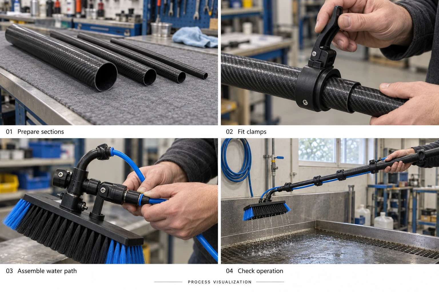 Telescopic Cleaning Pole - generated manufacturing process illustration