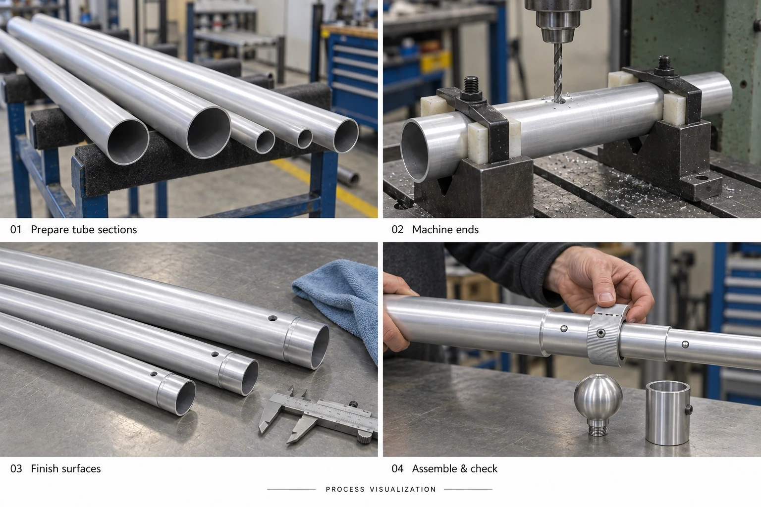 Aluminium Flagpole - generated manufacturing process illustration